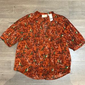 Anthropologie nature patterned button up blouse